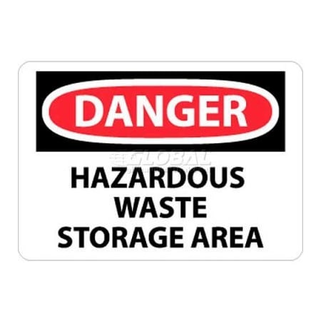 National Marker Co NMC OSHA Sign, Danger Hazardous Waste Storage Area, 10in X 14in, White/Red/Black D285RB